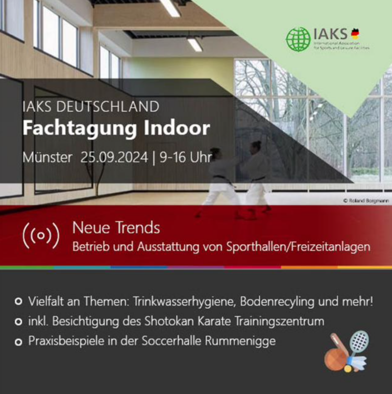 IAKS-Fachtagung Indoor: Sporthallen im Fokus am 25.09.2024 von 9.00 – 16.00 Uhr in Münster