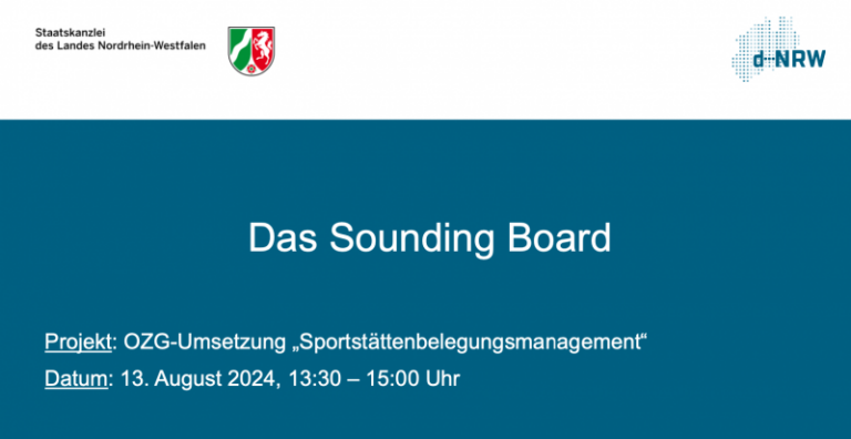 OZG-Umsetzung „Sportstättenbelegungsmanagement“ am 13. August 2024 von 13:30 – 15:00 Uhr